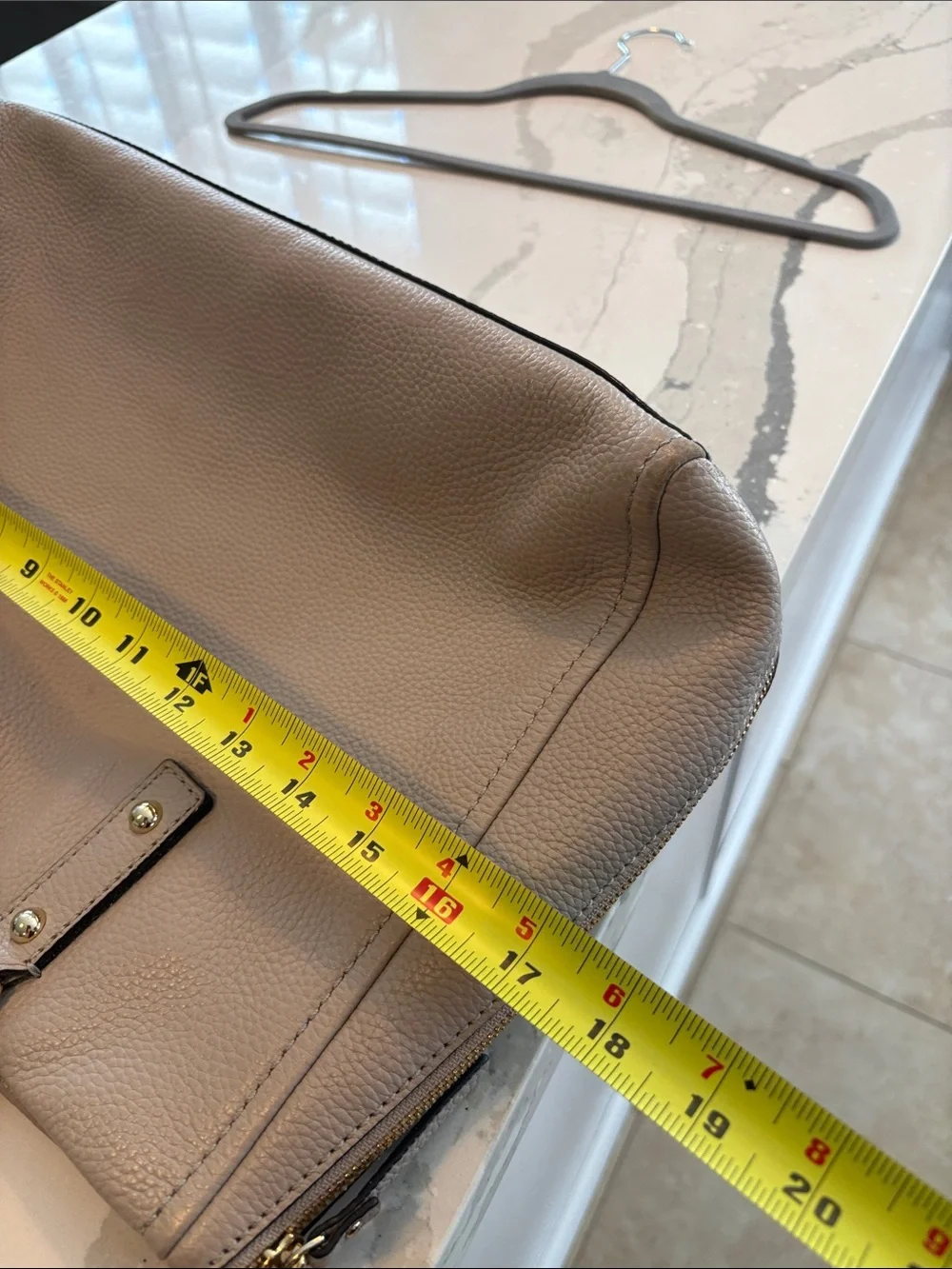 kate spade Pebbled Leather Tote in Light Gray with Gold Hardware